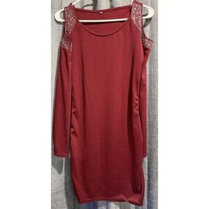 Unbranded Maroon Mini Dress Juniors Size M Cut Out Shoulders Side Ruching EUC